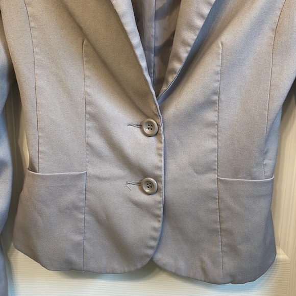 Padded shoulders Grey Blazer | Size 2 - Picture 5 of 8